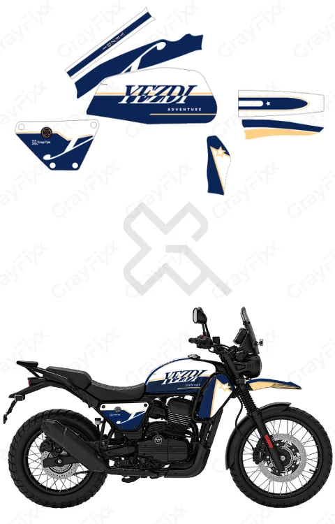  Italic Edition Full Body Sticker Compatible with Yezdi Adventure | Made in Premium Gloss Vinyl with FPF (Fade Protection Film), Waterproof, Precut Sticker, Pack of 1